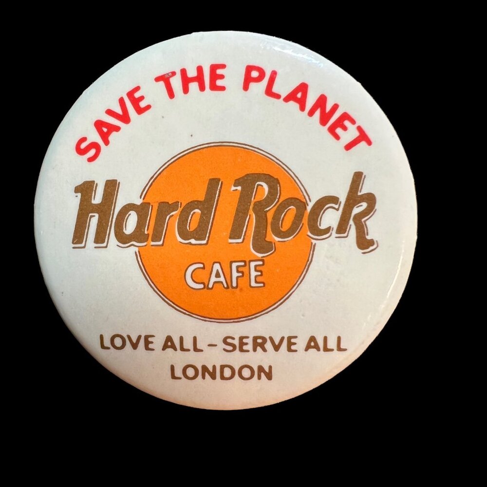 Hard Rock Button Cafe London Save the Planet Vintage Pin